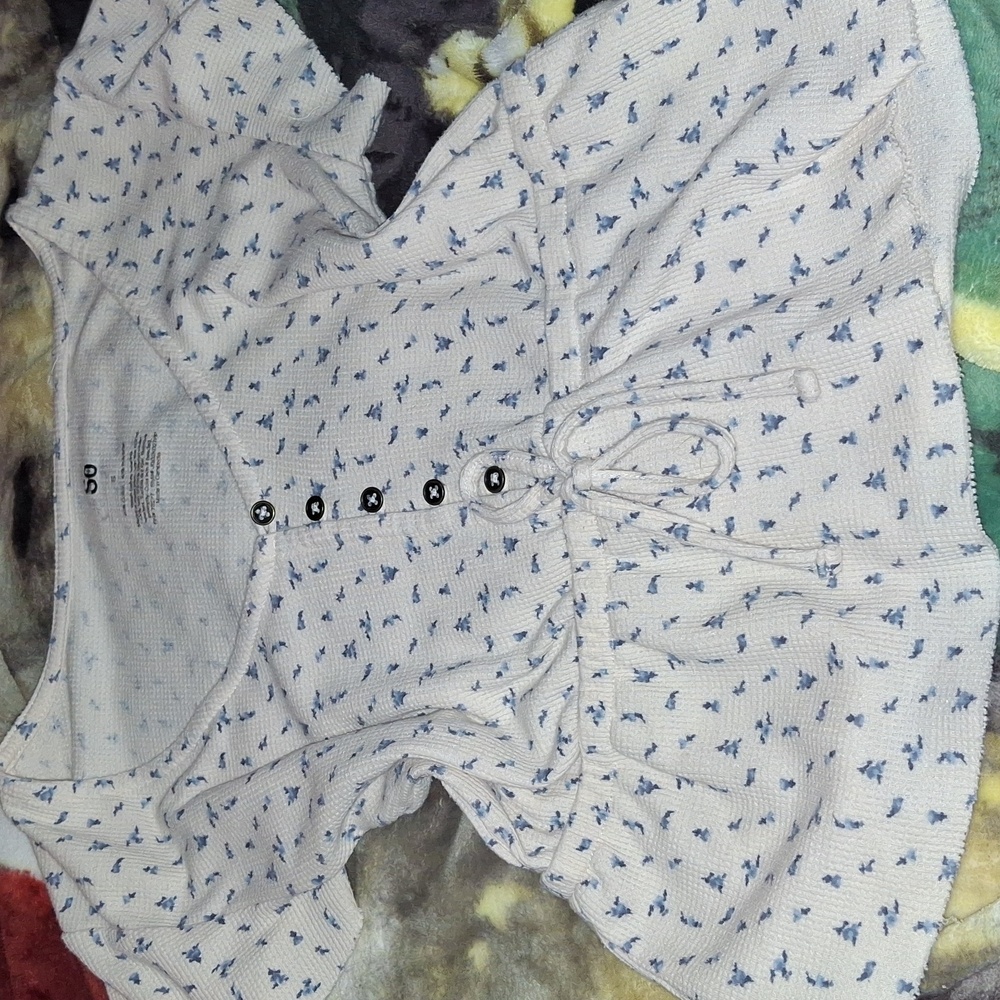 SO Women's Blouse with Blue Floral Pattern